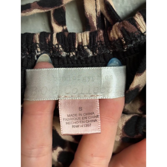 Band of Gypsies Womens Jumpsuit Leopard Print Belted Wide Leg Tan Black Brown S - Picture 6 of 6